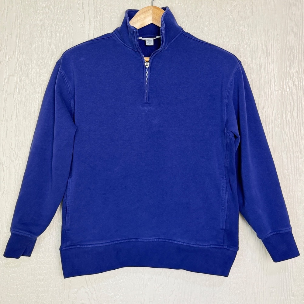 Athleta Womens Royal Blue Quarter Zip Fleece Sweatshirt Pullover XS Soft!